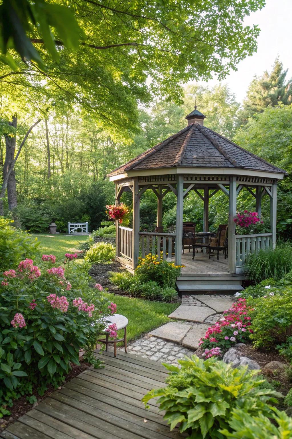 Gazebos furnish a shaded retreat and expand your living space outdoors.