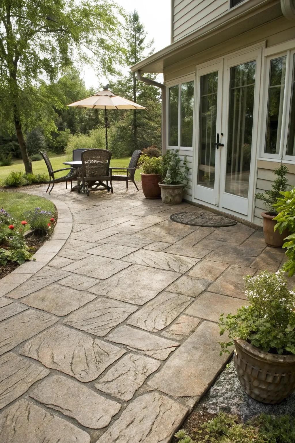 Create unique textures with stamped pavers.