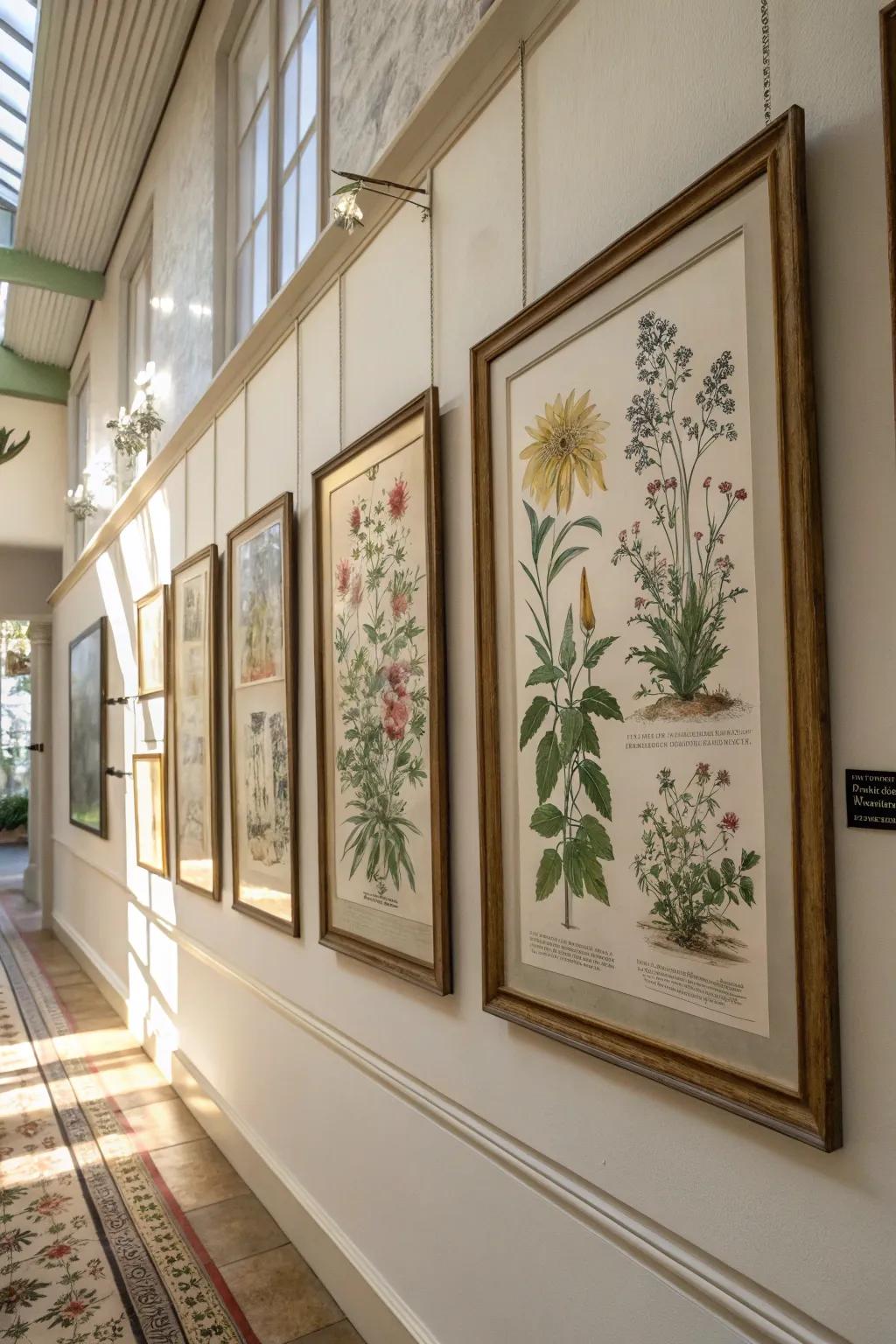 Period herbal illustrations introduce nature's splendor into your abode.