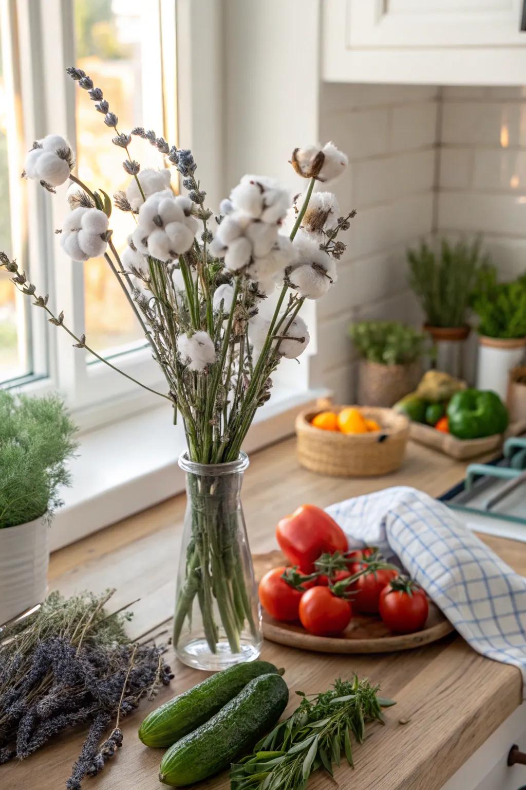 Garden freshness emanating from cotton, herbs, and lavender.