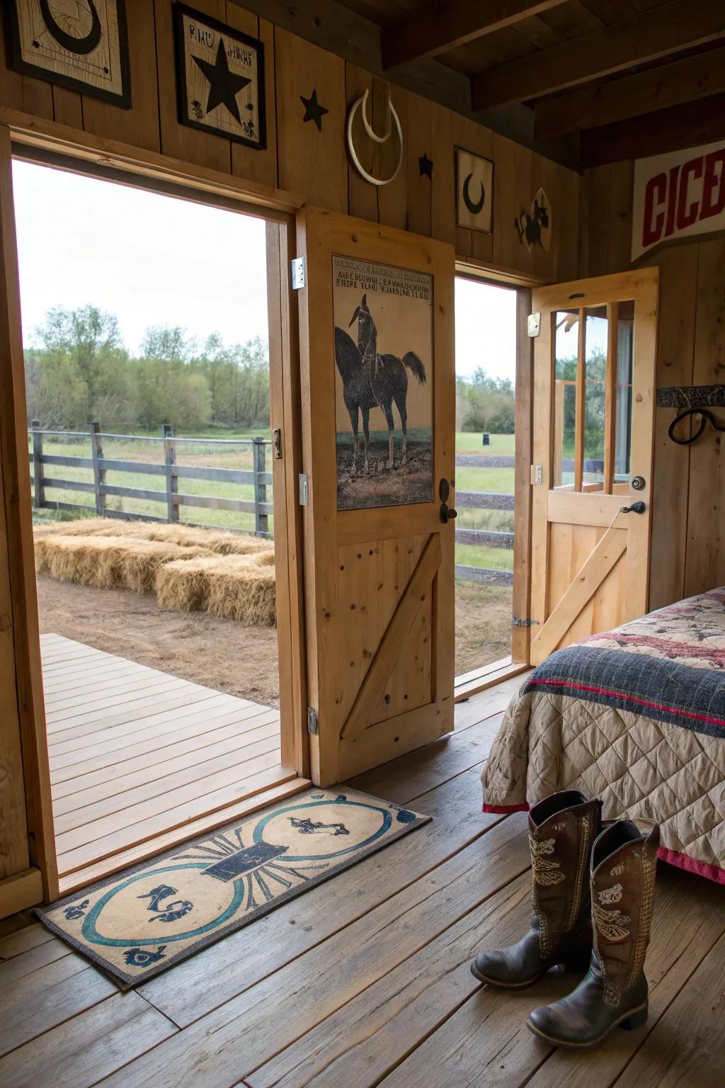 Barn door designs add unrefined architectural interest.