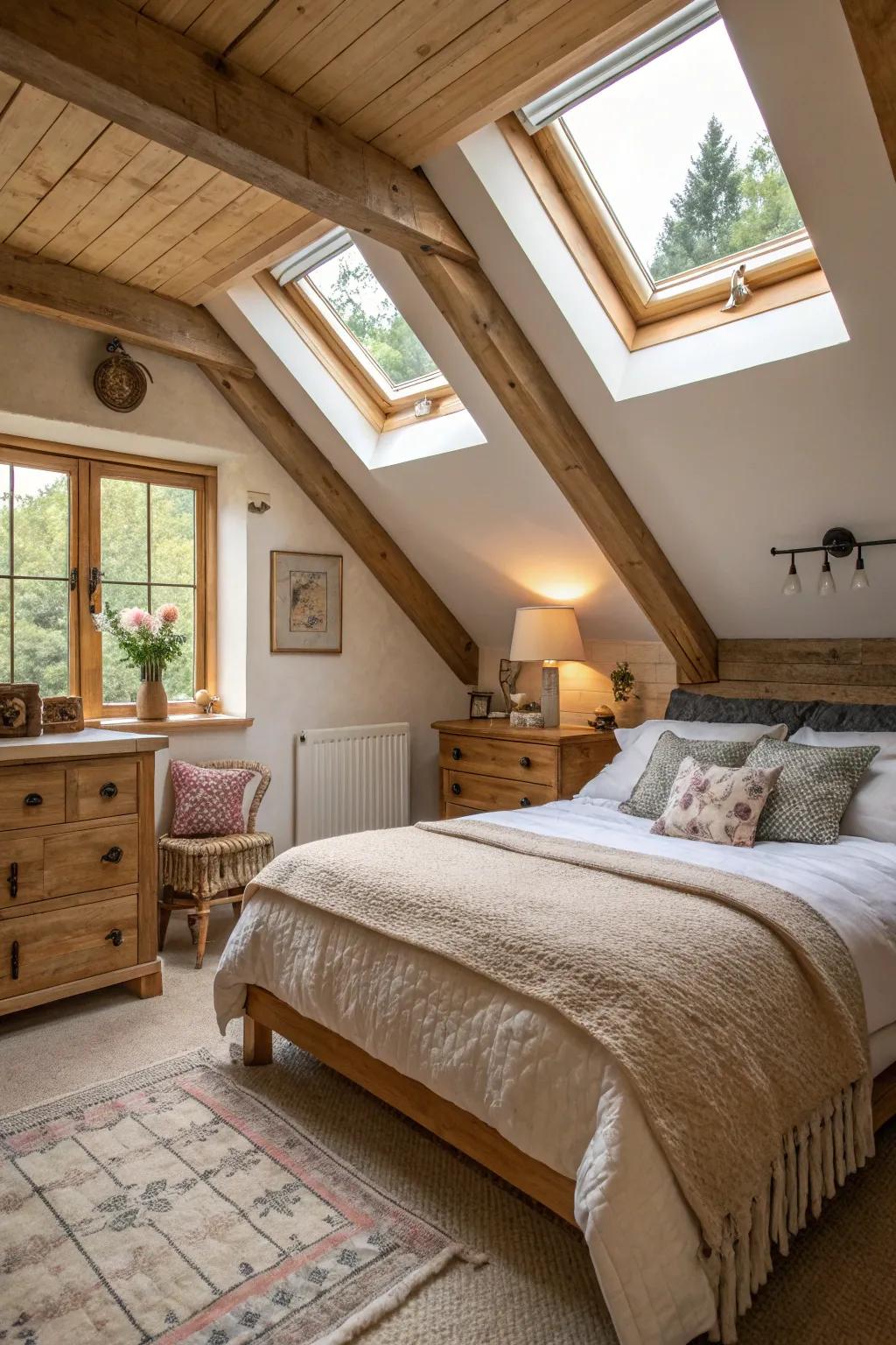 Skylights amplify light and openness.