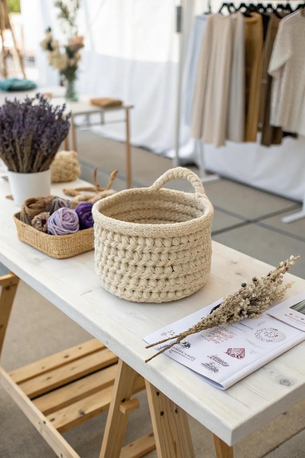 Uncover the art of crochet in a minimalist setting—where simplicity converges with natural elegance.