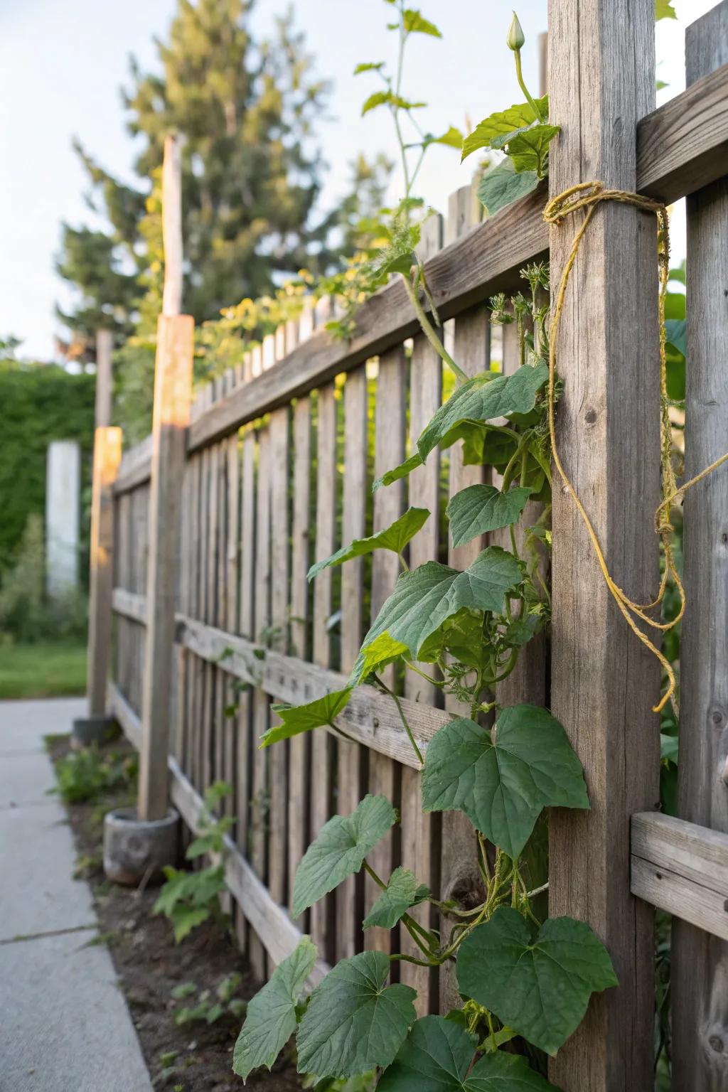 Enhance your garden's allure with a simple yet refined perimeter barrier cucumber support.