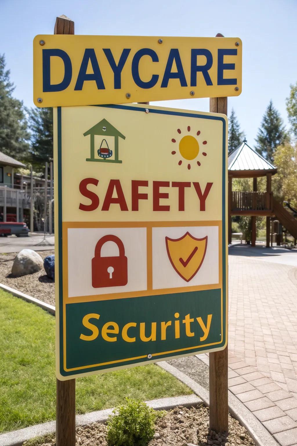Safety-principal messaging on the daycare marker provisions reassurance to guardians.