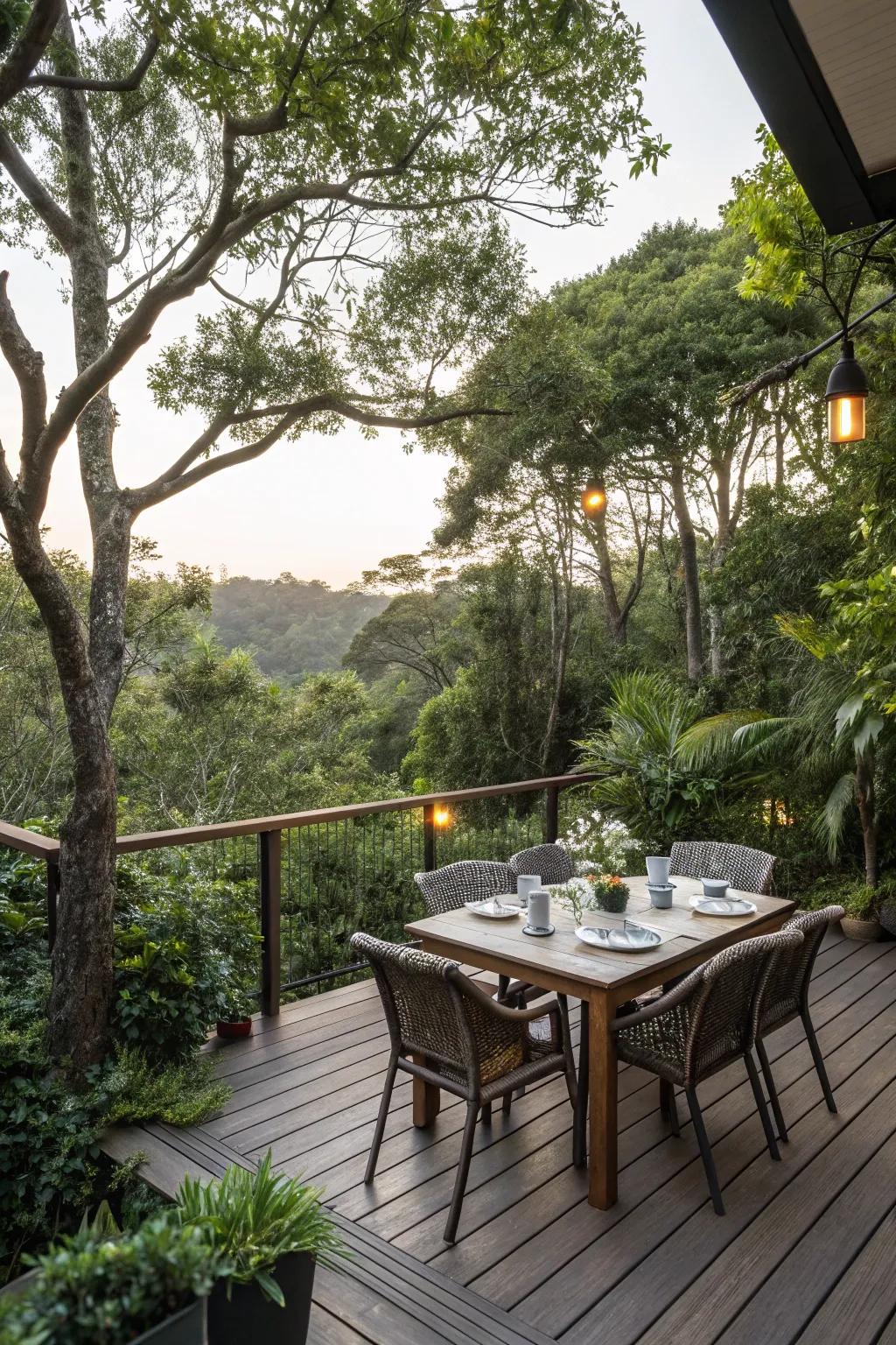 A dining alcove makes outdoor meals a special occasion.