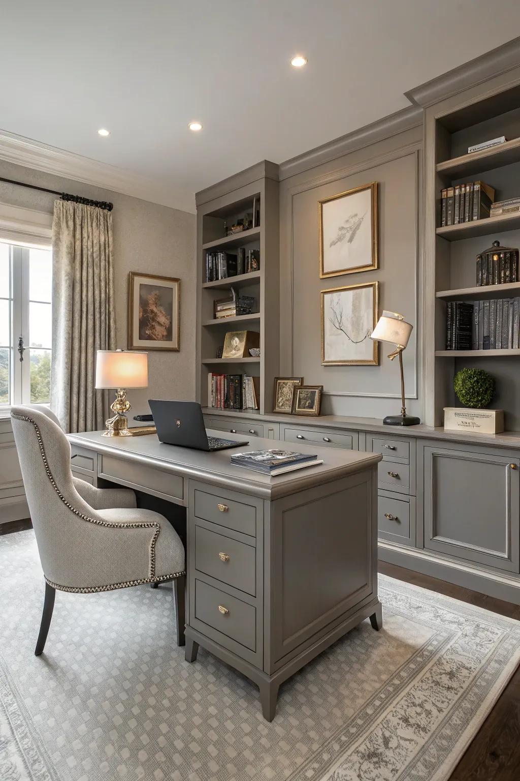 Gray desks offer timeless elegance and versatility.