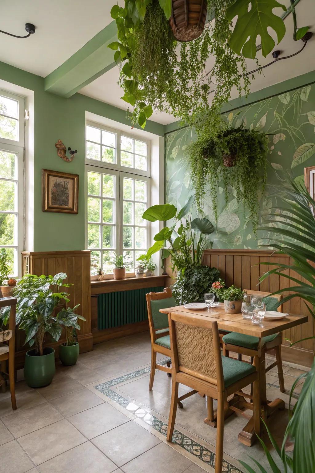 A calm dining space inspired by the tranquil tones of nature.
