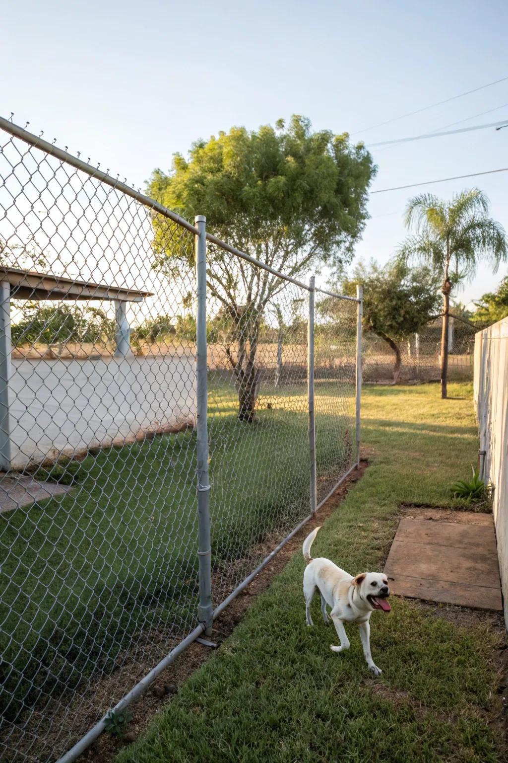 A straightforward linked metal barrier offering practicality and security.