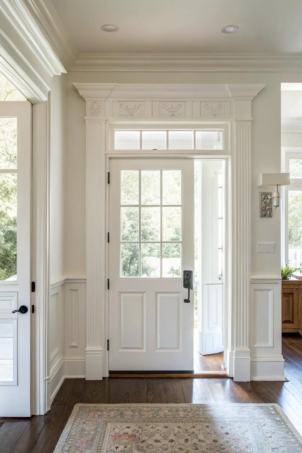 Traditional white trim contributes ageless elegance to this luminous and spacious environment.