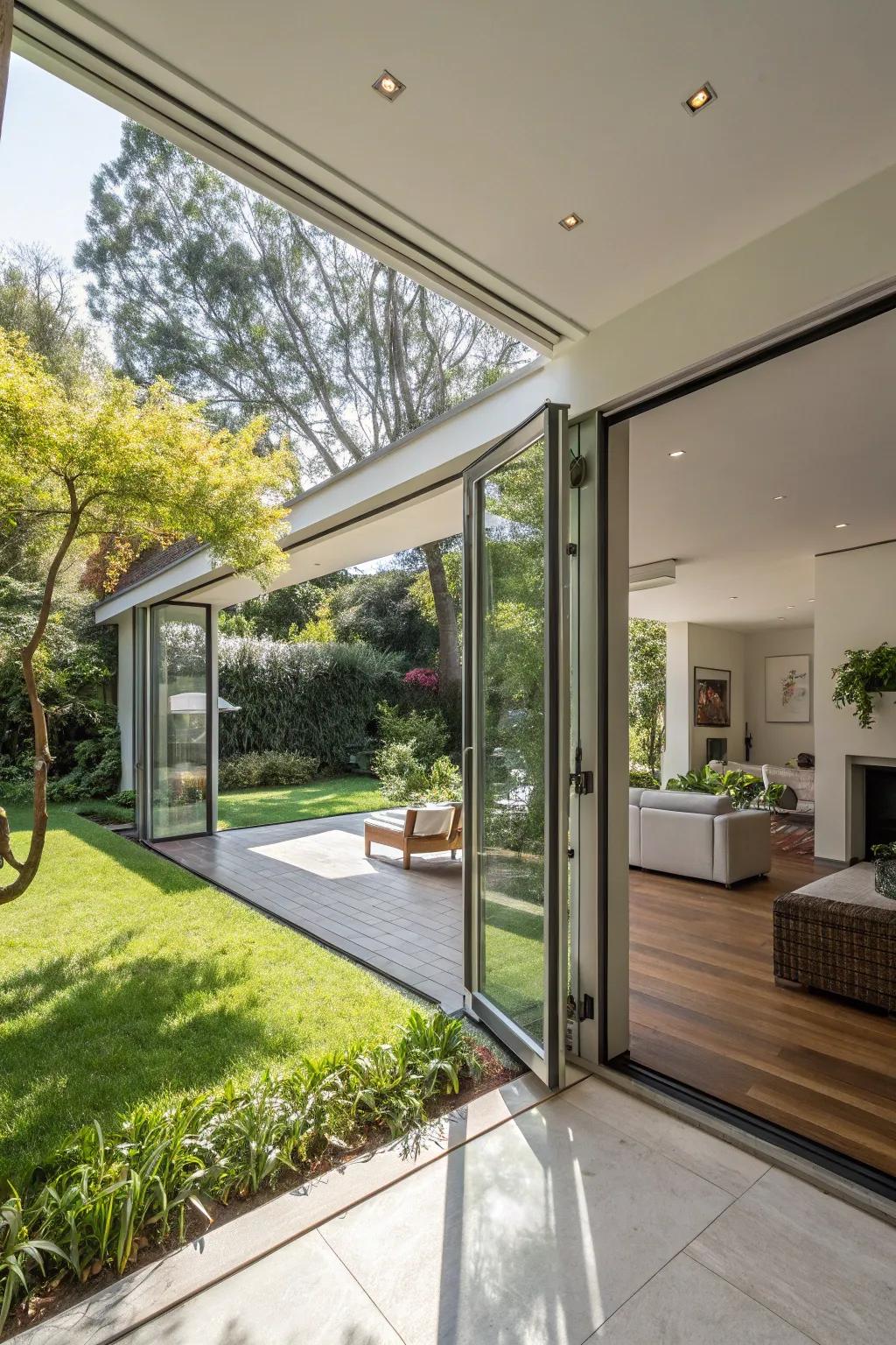 Unite your environment with the panorama through folding glass walls.