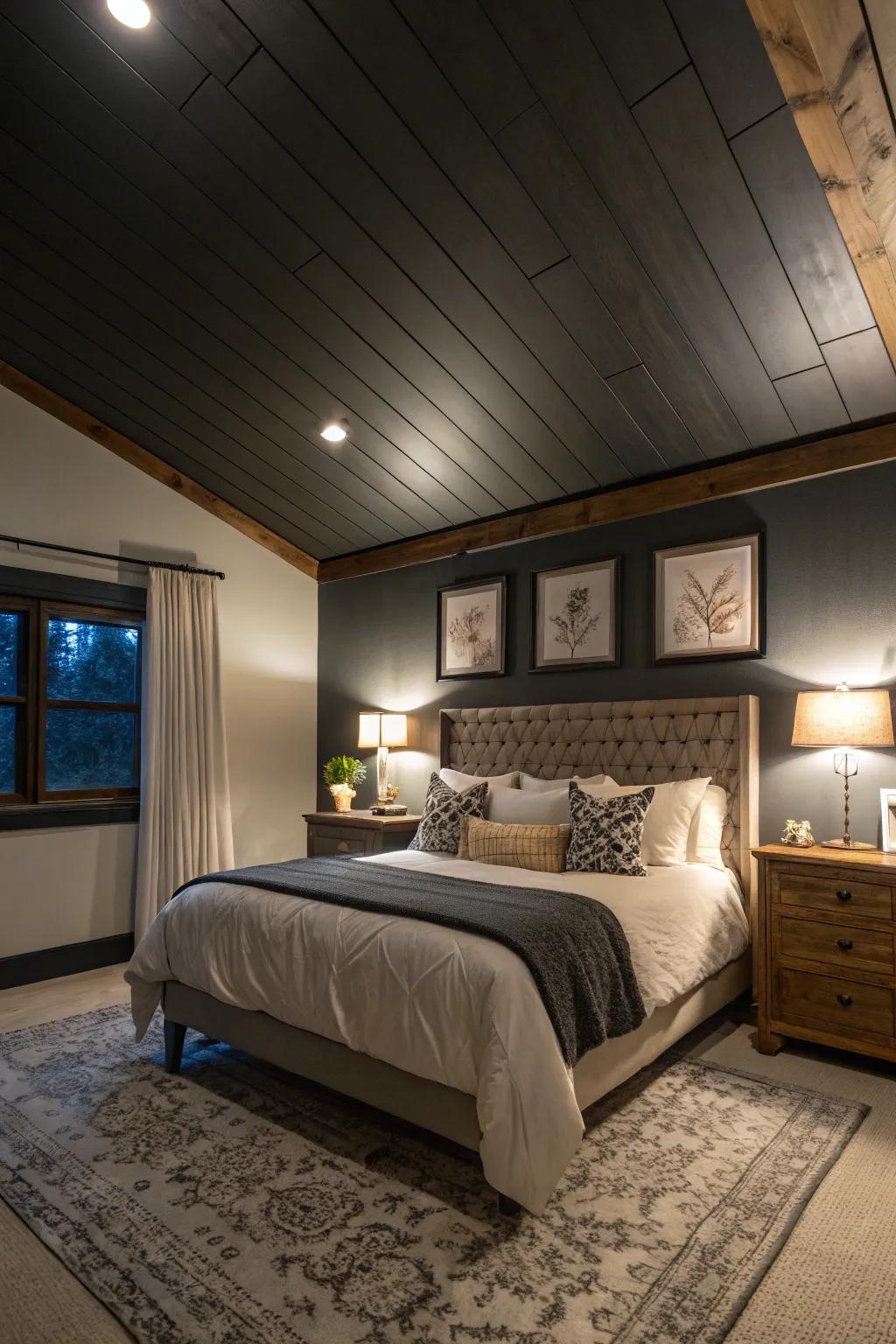 A deep ceiling cultivates a cocoon-like ambiance.