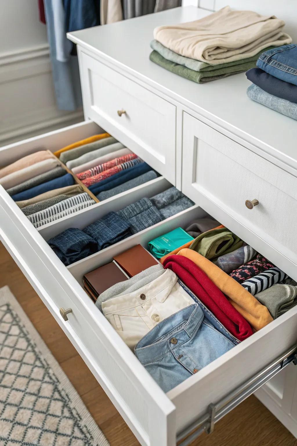 Seasonal swap for efficient drawer use.