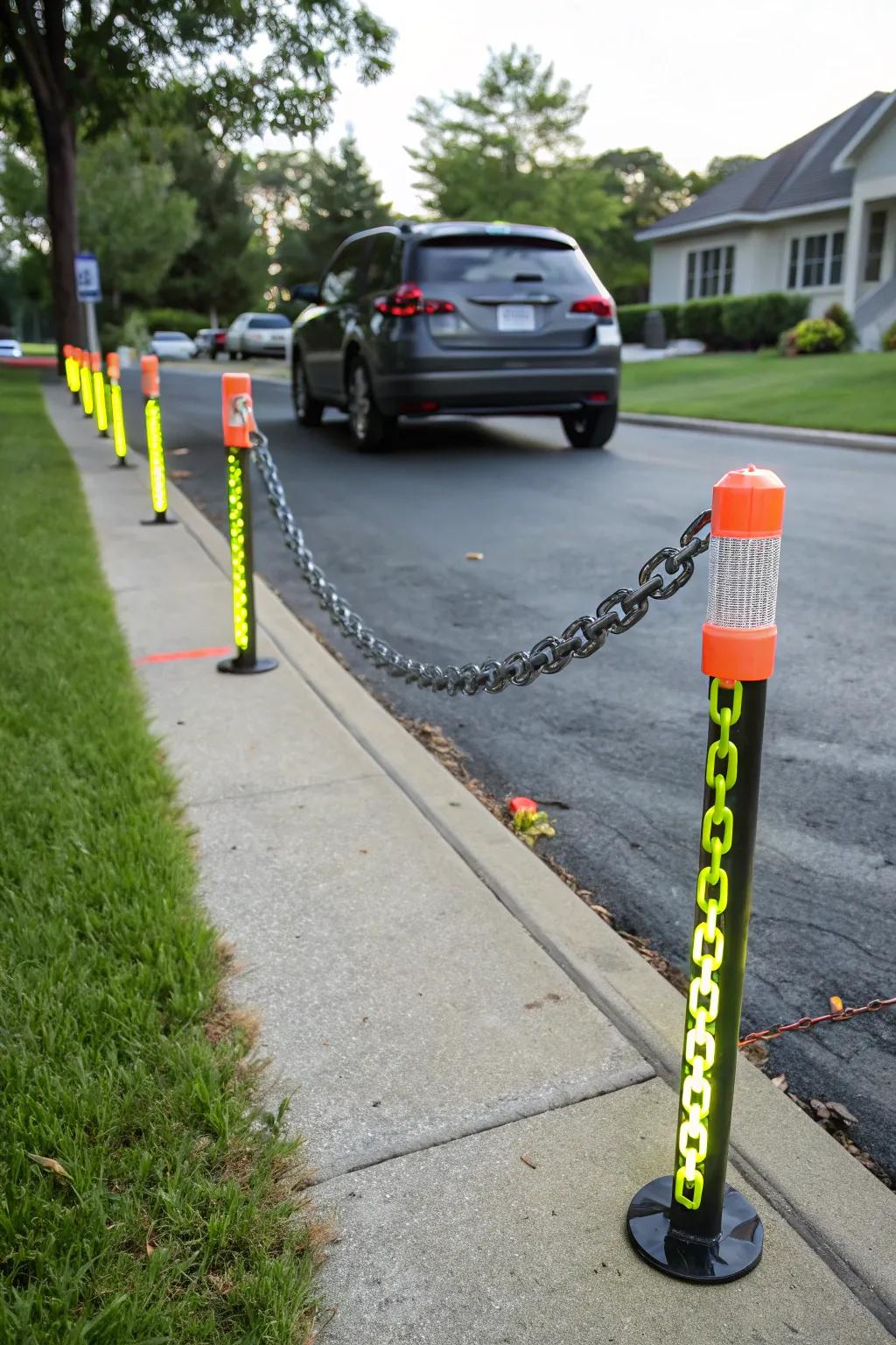Well-being reflectors affixed to chains, thereby amplifying discernibility.