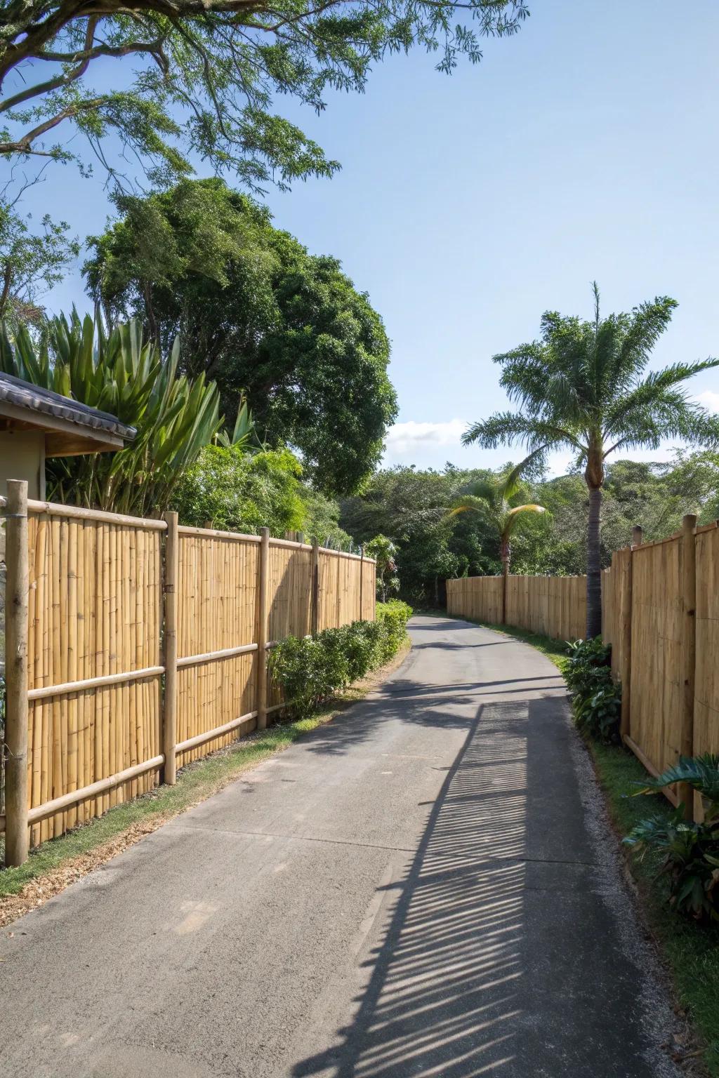 Bamboo barriers infuse an exotic flair and sustainability.