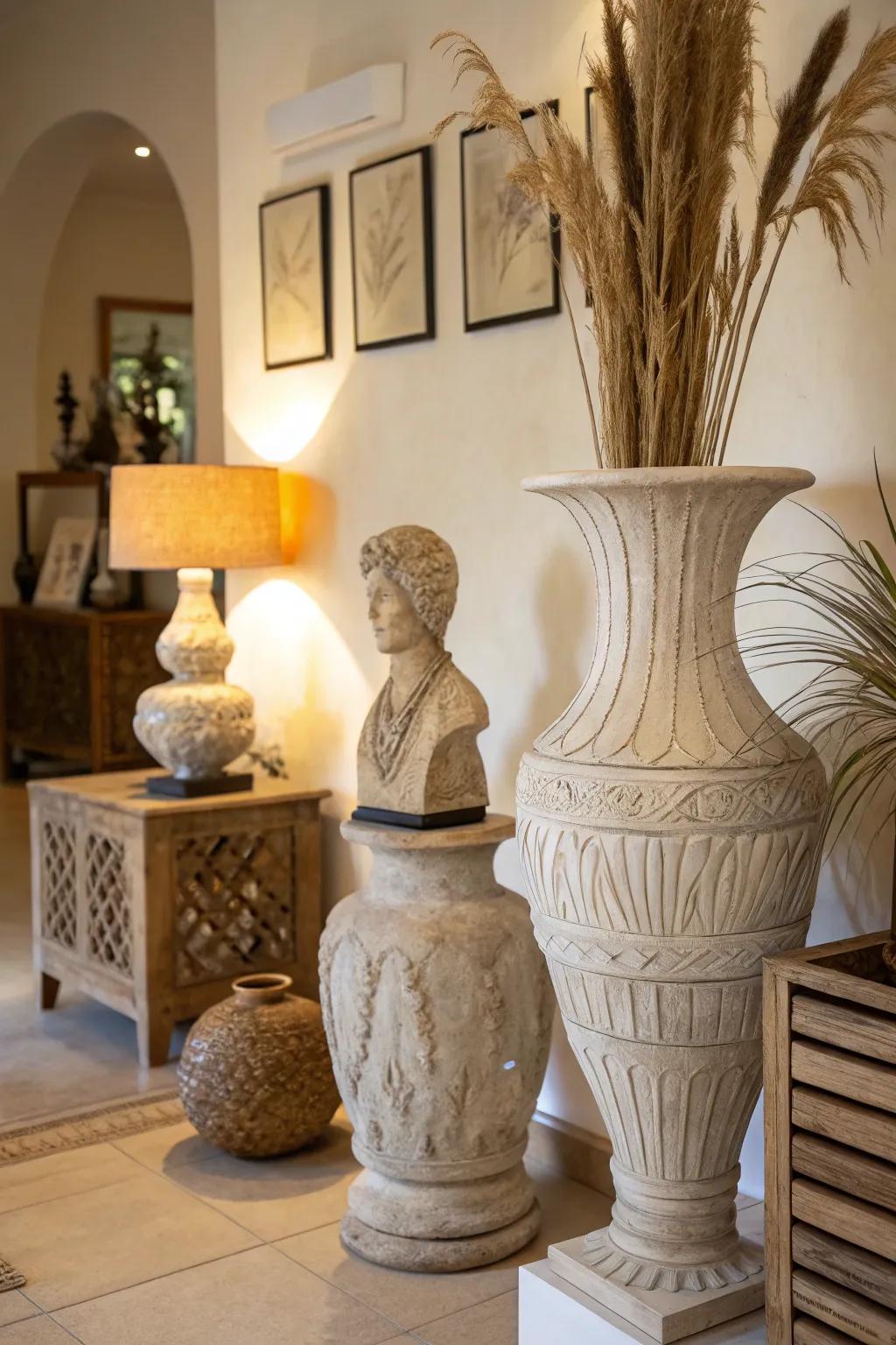 Chamber showcasing native pebble accents for elegance.