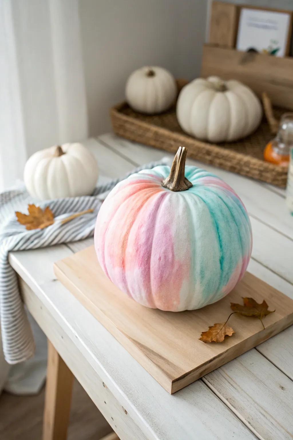 Wash approaches fashion a delicate and charming pumpkin design, perfect for a gentle Halloween element.