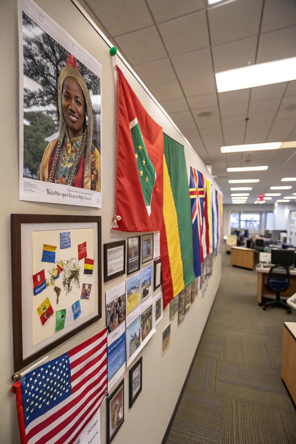 A cultural diversity display celebrating employee heritage.