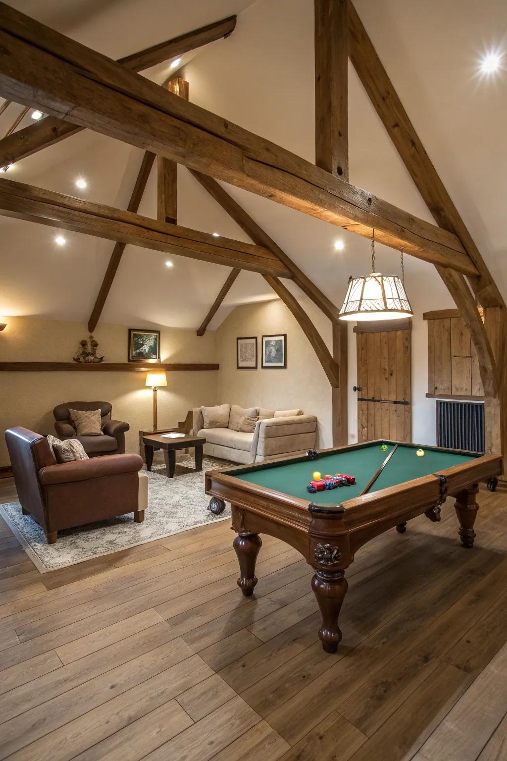Transform your attic into a stylish billiards room, ideal for relaxation and recreation.