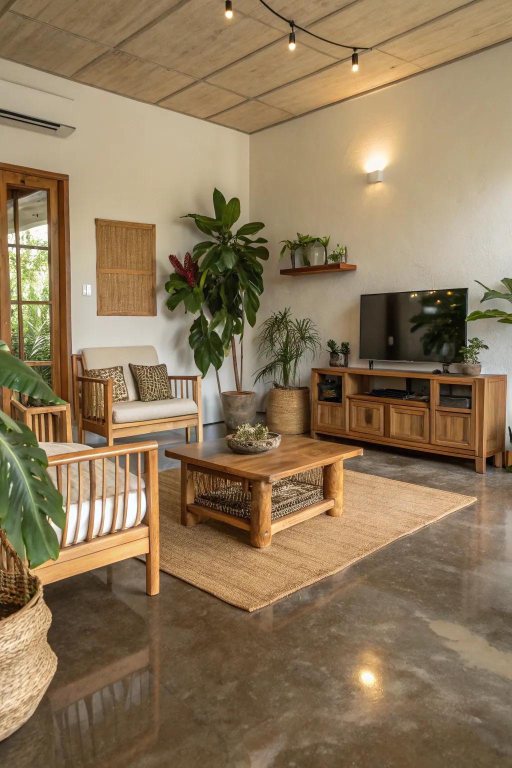 Rejoice in the environment through earthly-hued epoxy floors.