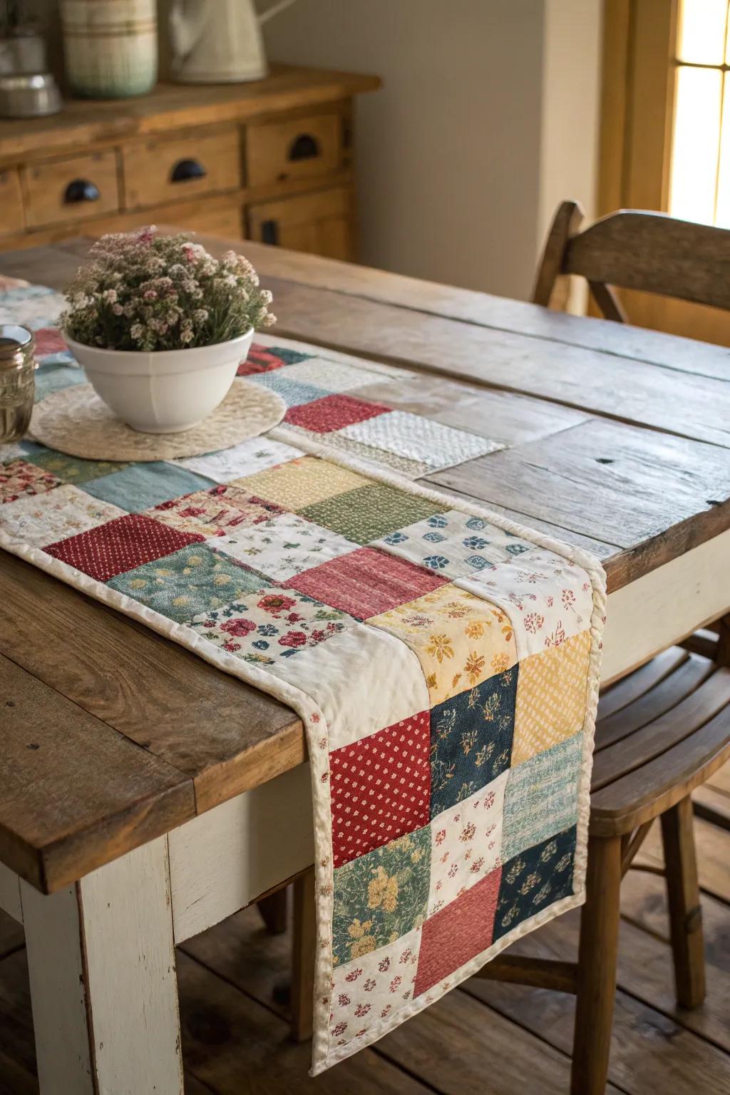 Patchwork adornments deliver a snug, tailored sensation.