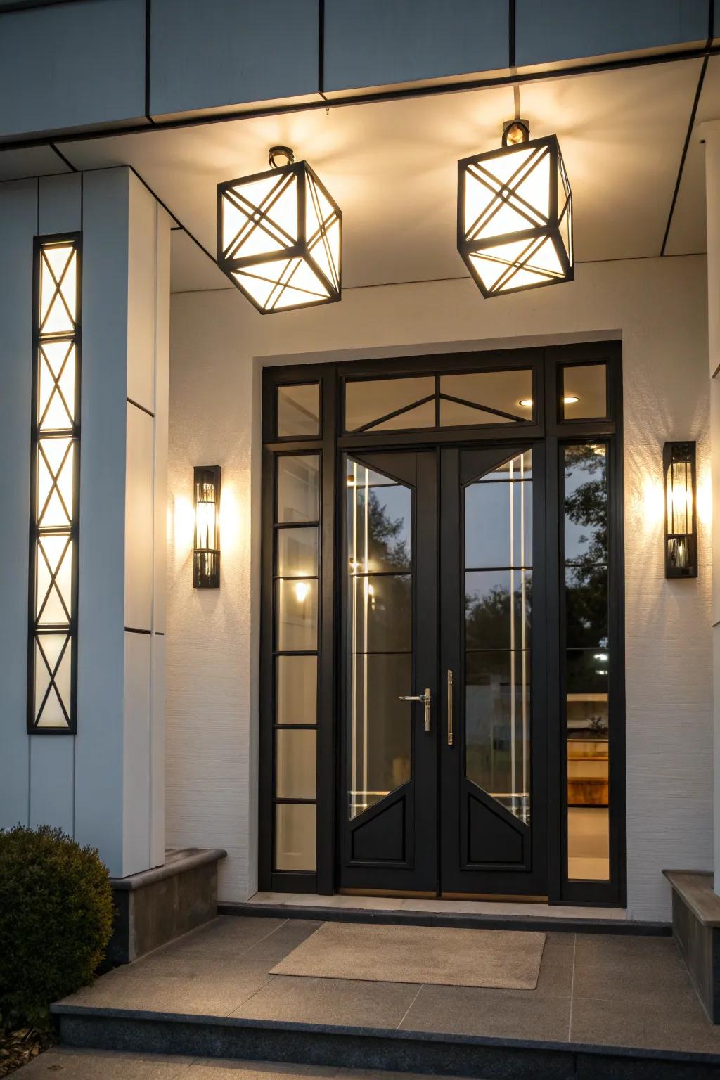 Geometric lights add a modern twist.
