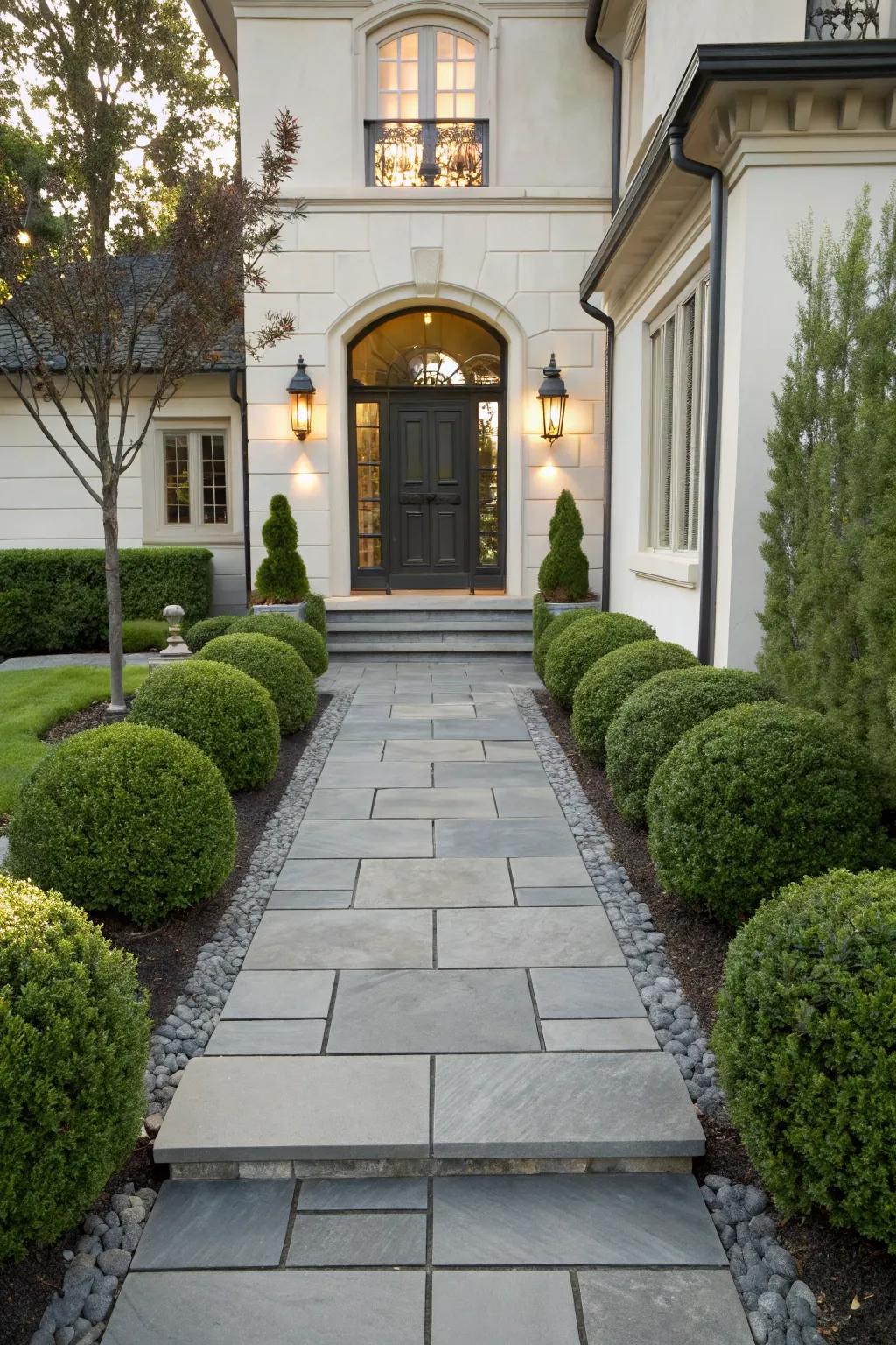 Cultivated slate pavers presenting a contemporary nuance.