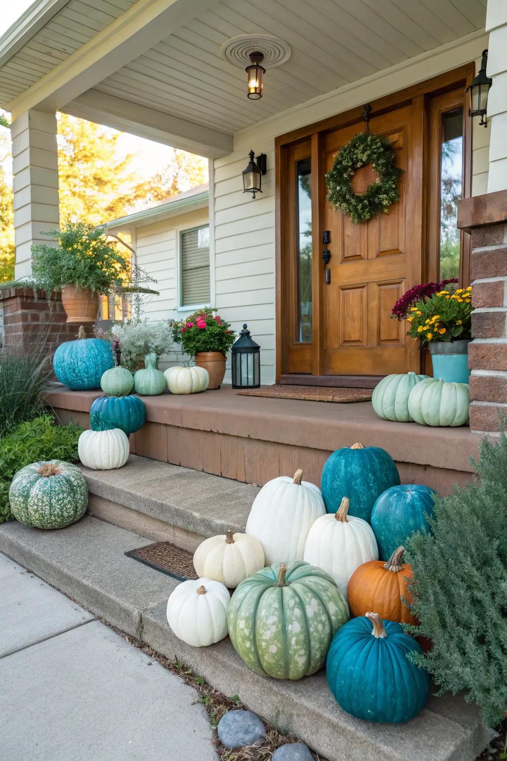 Unanticipated shades inject a contemporary curvature to traditional gourd décor.