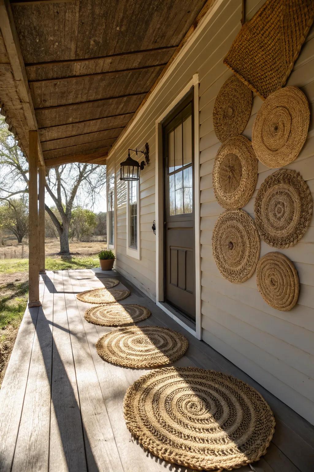 Woven reed mats rendering diffused shade.