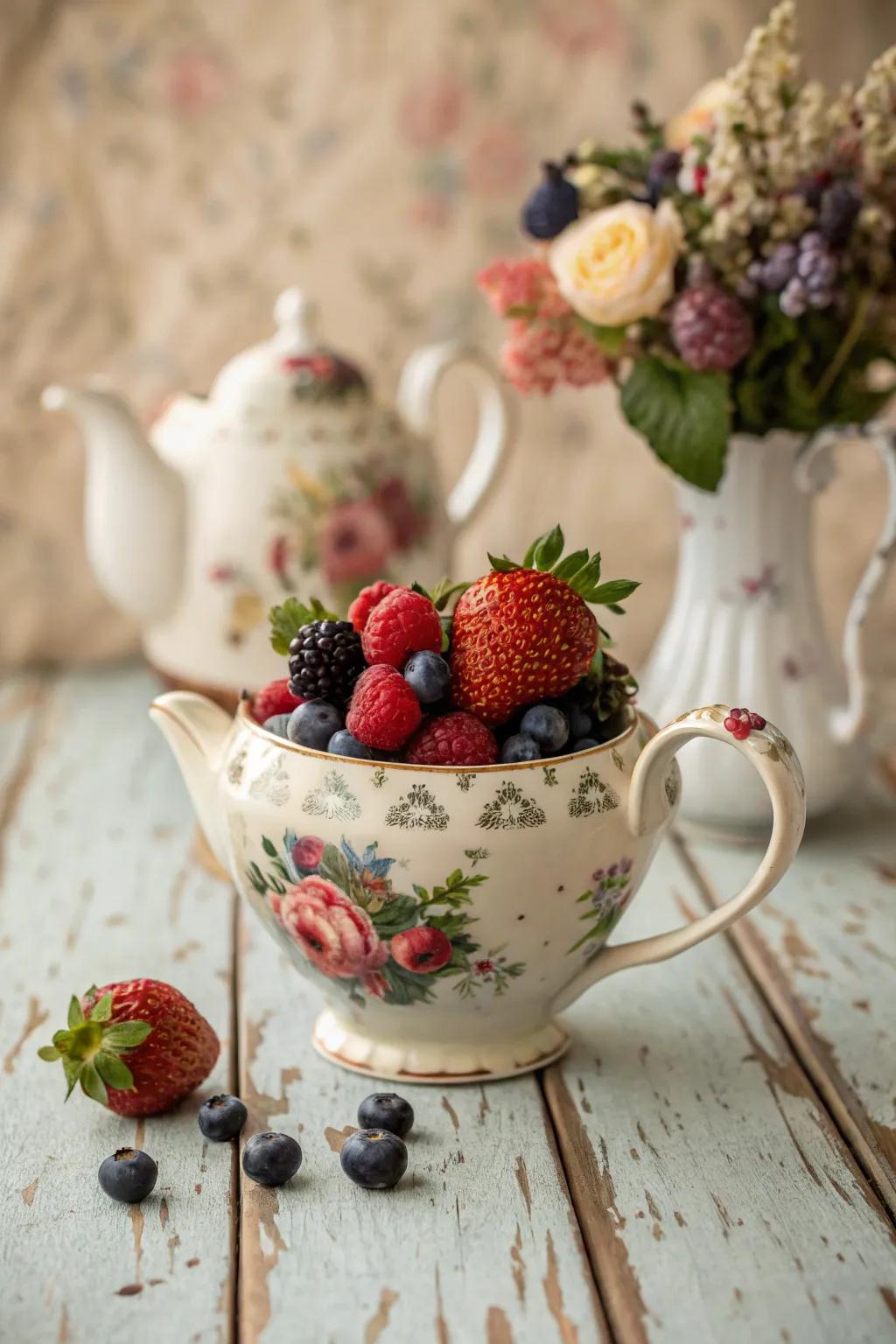 A vintage fruit configuration that imparts a hint of nostalgia.