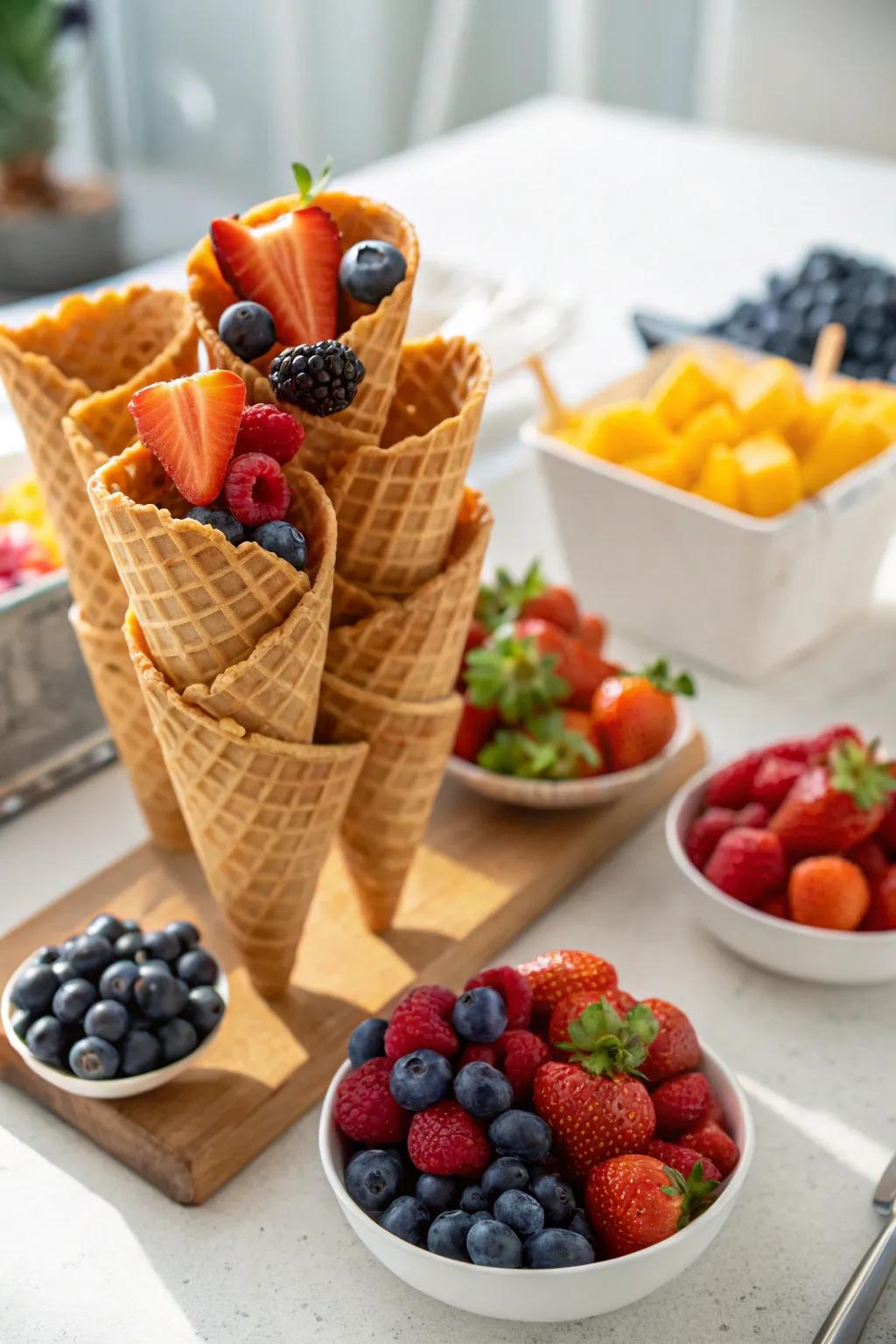 Fruit cones propose a spirited and distinctive avenue for relishing fruit.