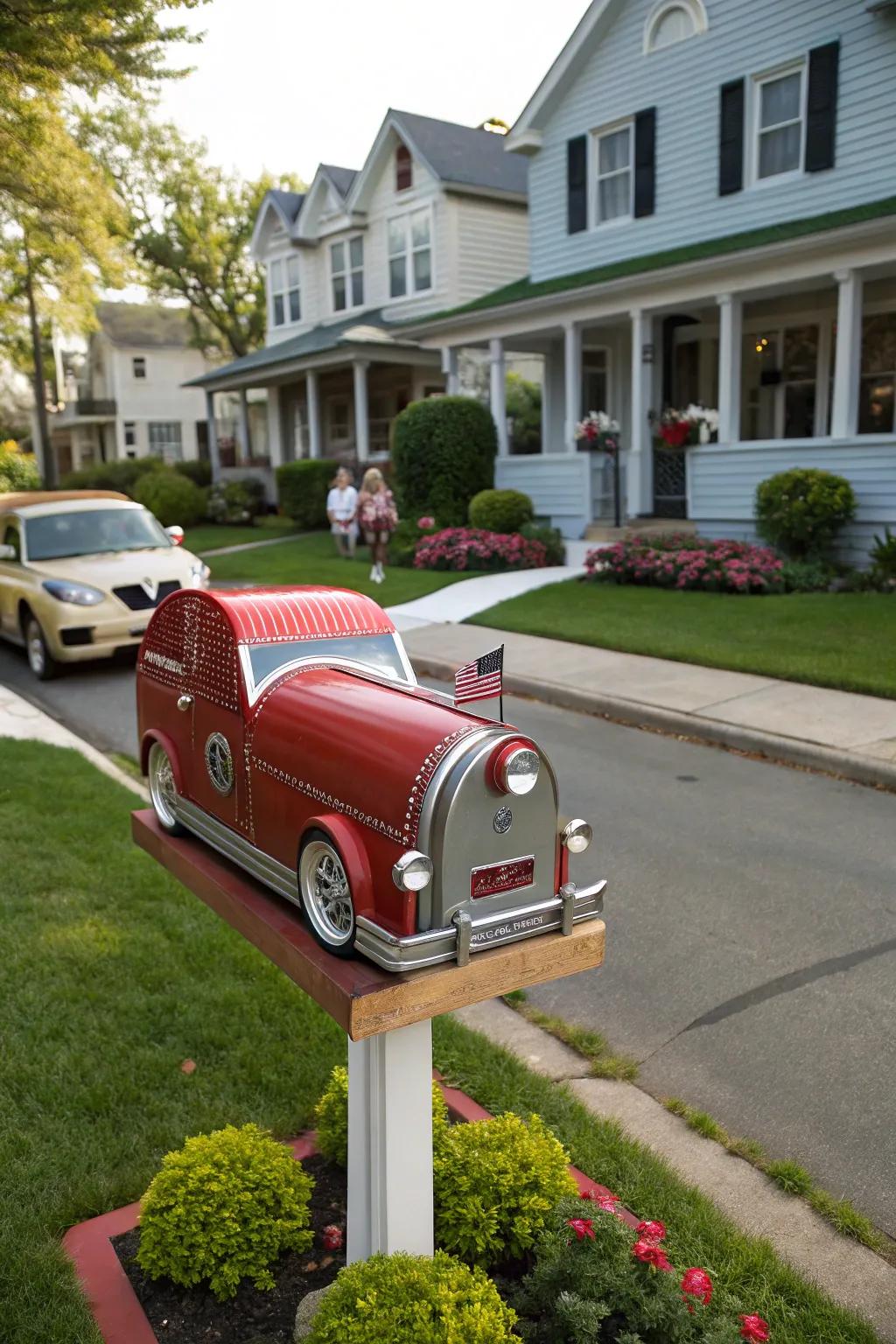 A timeless vehicle mailbox that revs up the charm of any abode.