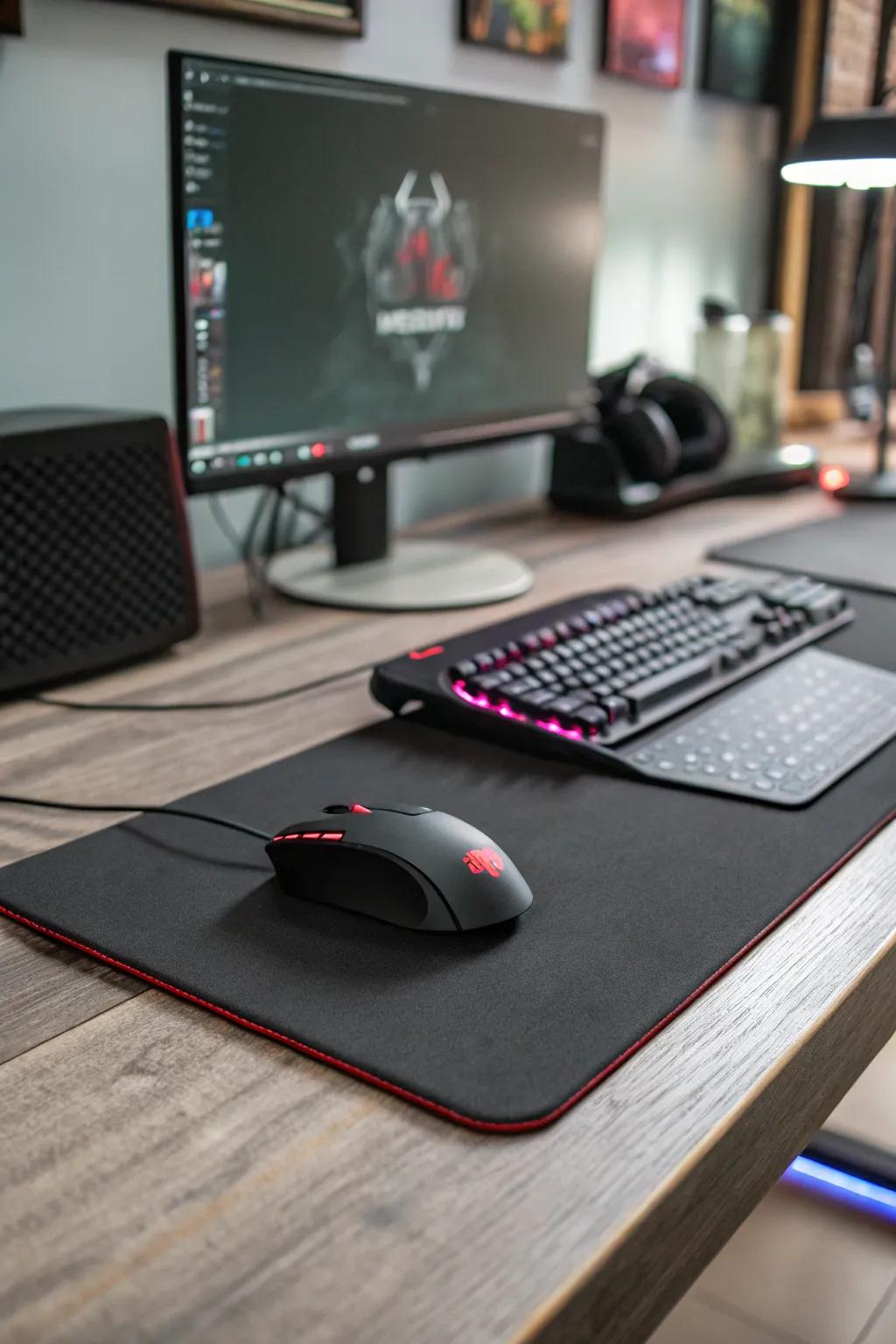 Expansive mouse pads elevate visual appeal and deliver seamless functionality.