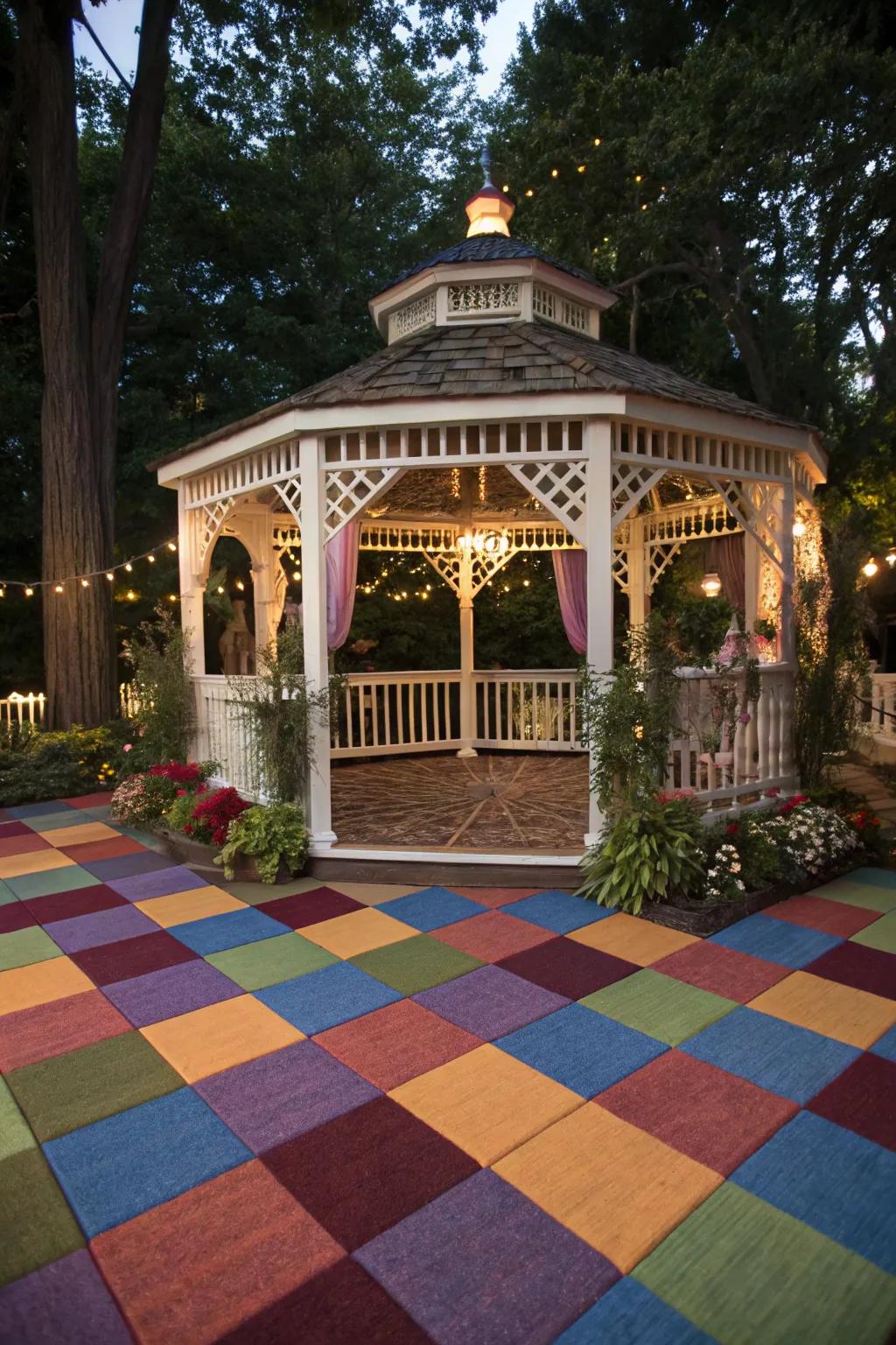 Alter your precinct with vibrant woven squares.