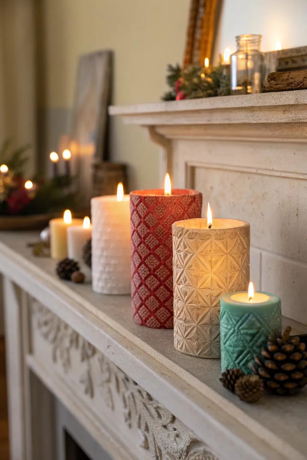 Festive scented wax lights casting a warm and alluring radiance.
