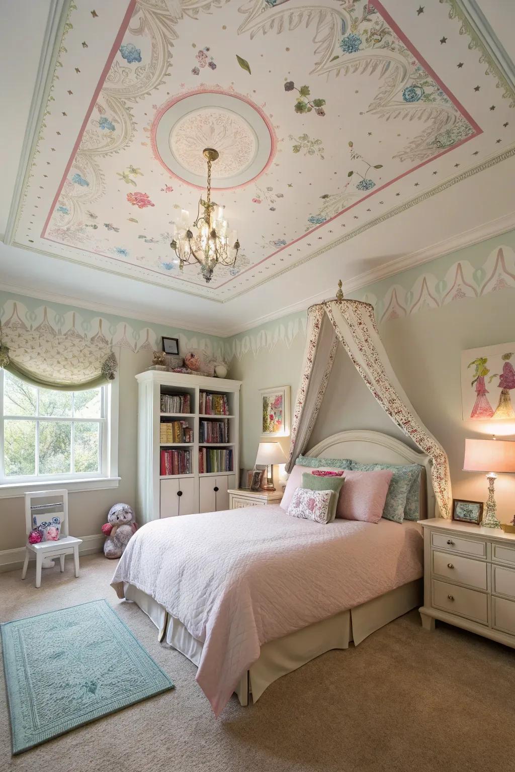 A painted ceiling injects an unexpected element of surprise.