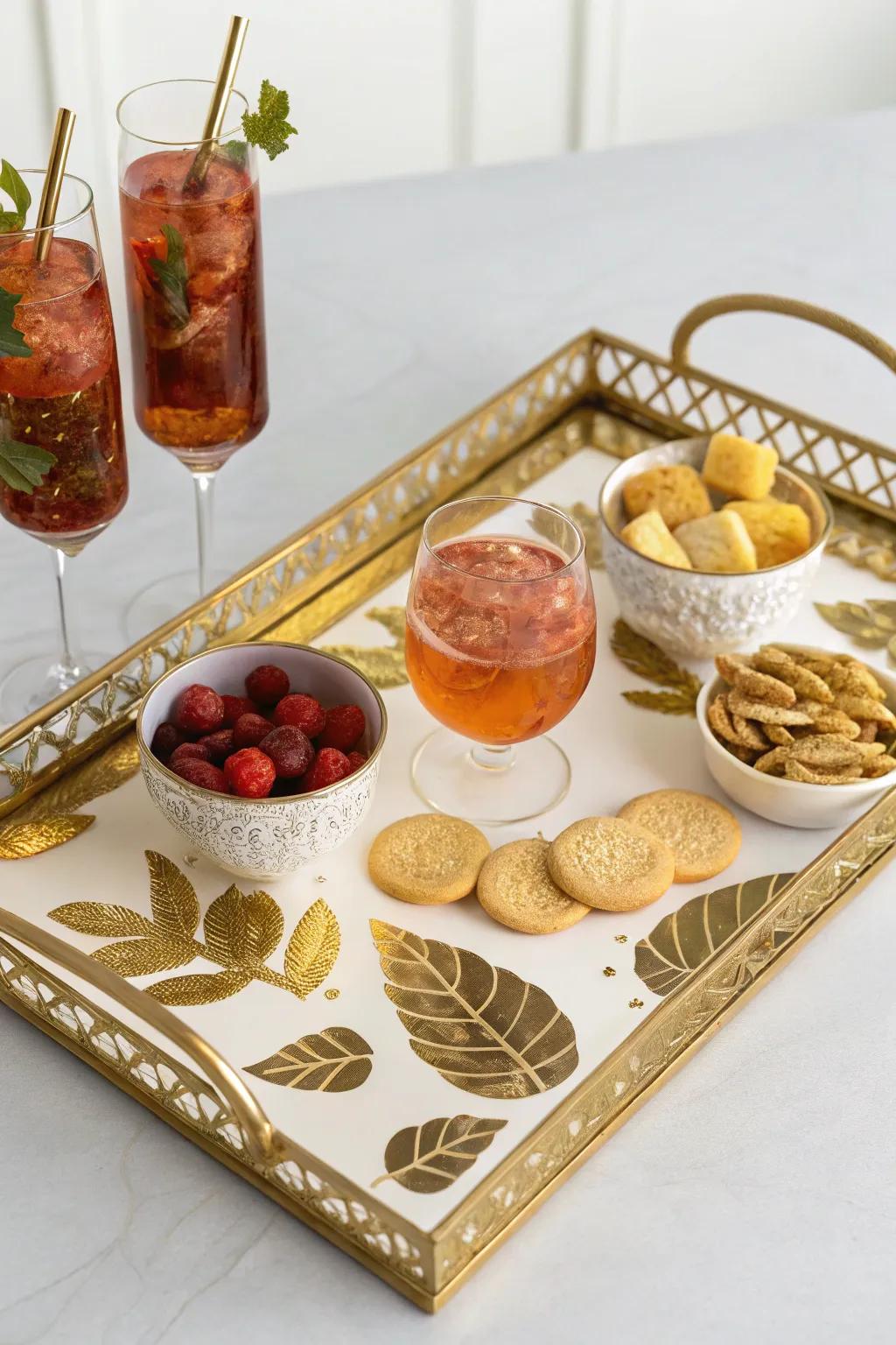Serve in style with a gold leaf serving tray.