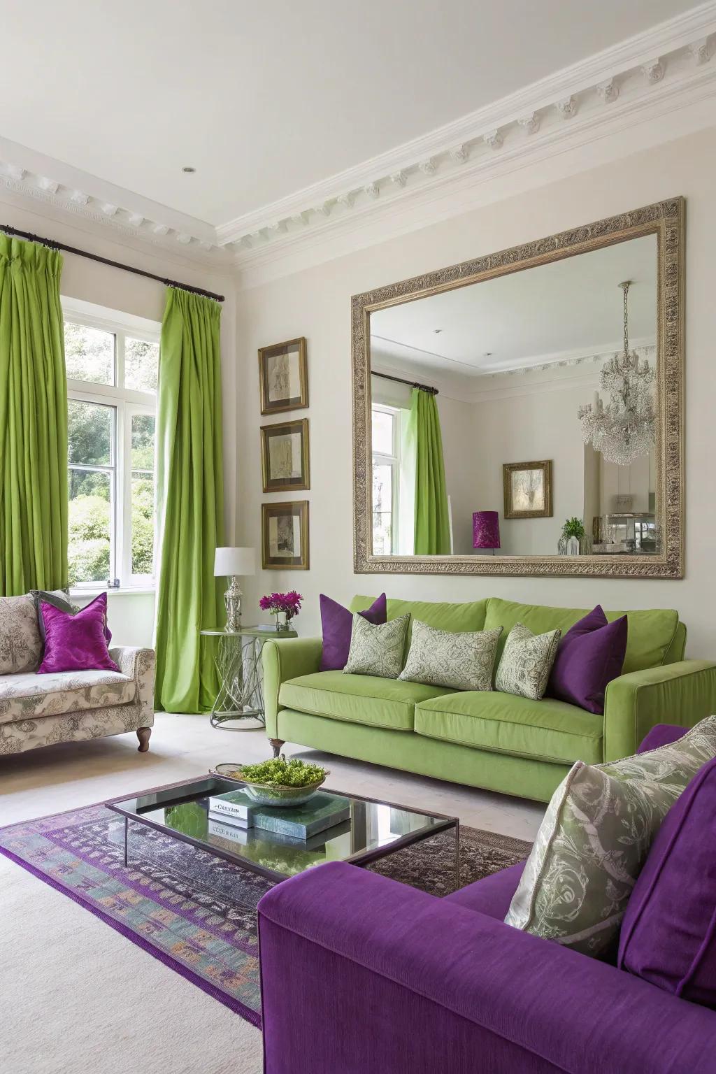 Mirrors introducing profundity and brightness to the living space.