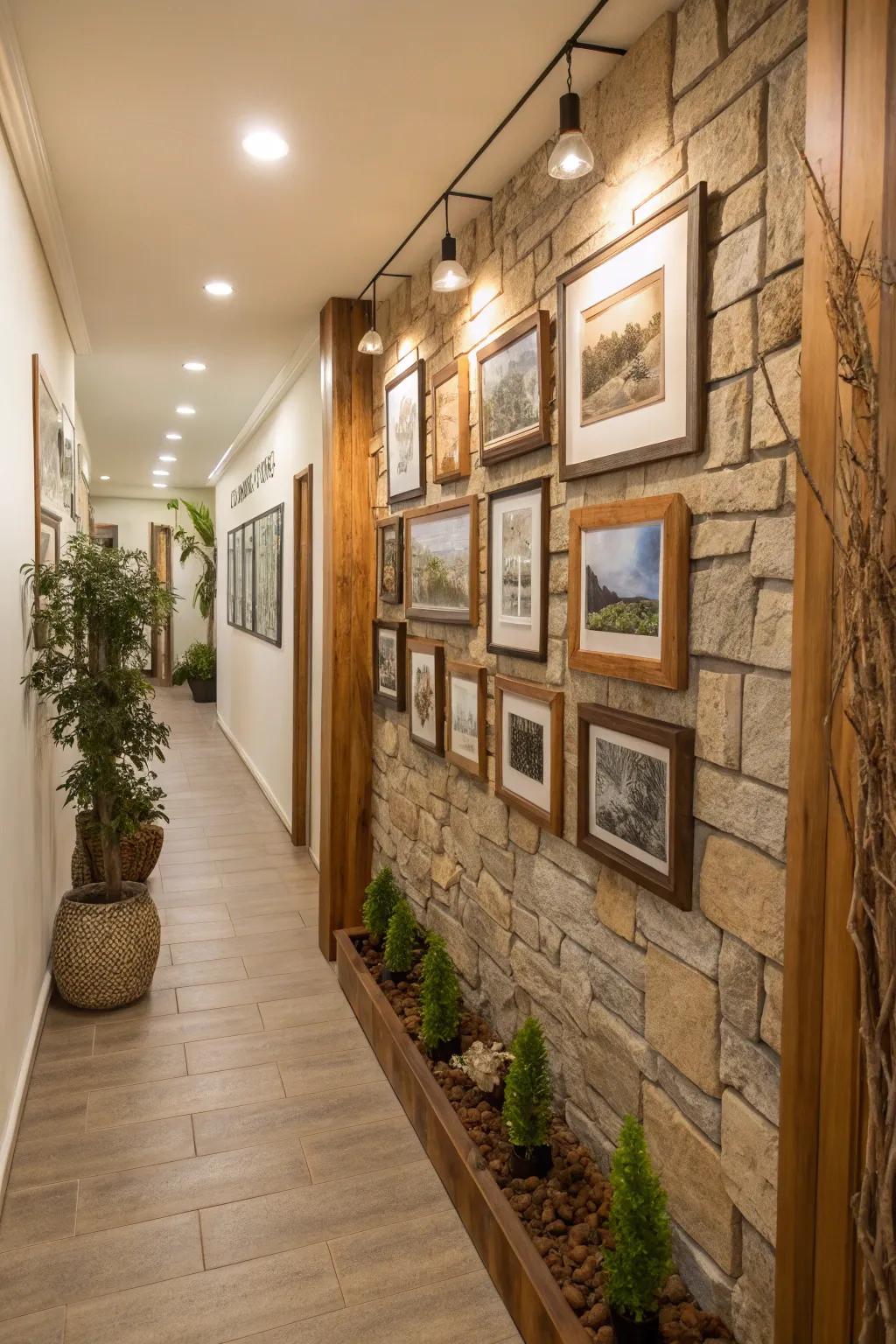 Natural components introduce life and warmth to your hallway.