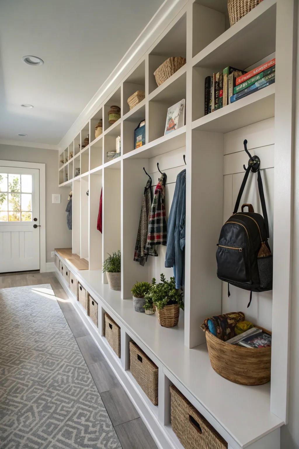 Clever storage options maintain your hallway structured.