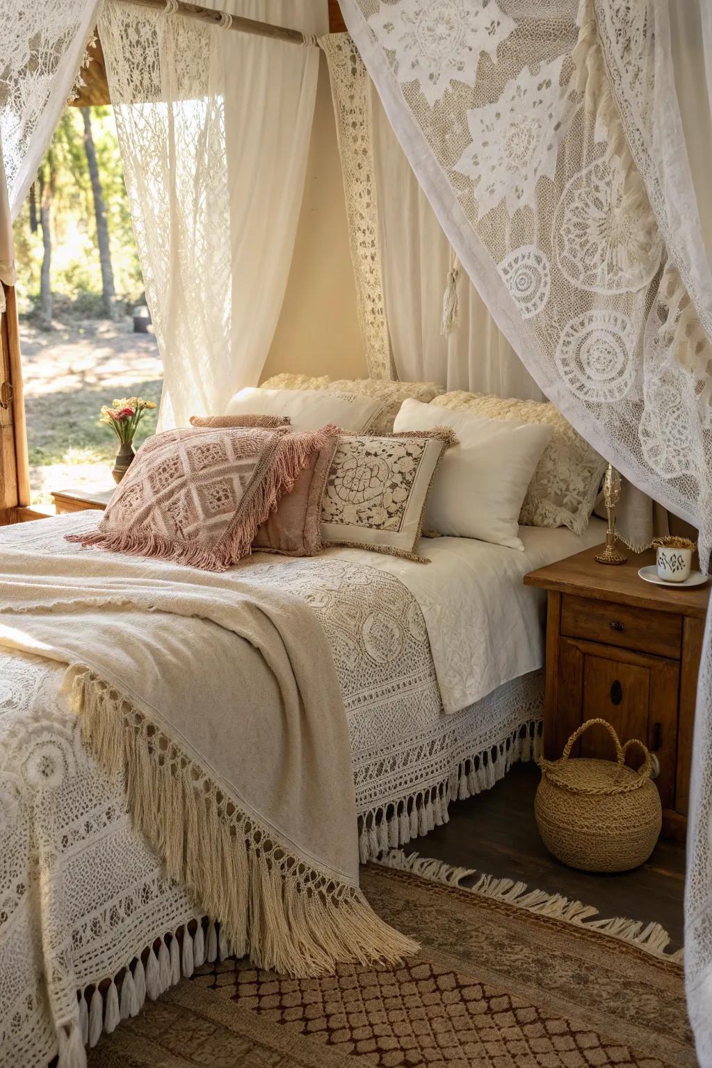 Unanticipated textiles contribute strata and intrigue.