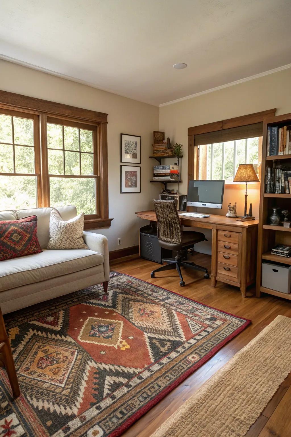 Rugs integrate delicacy and an inviting impression to your office expanse.