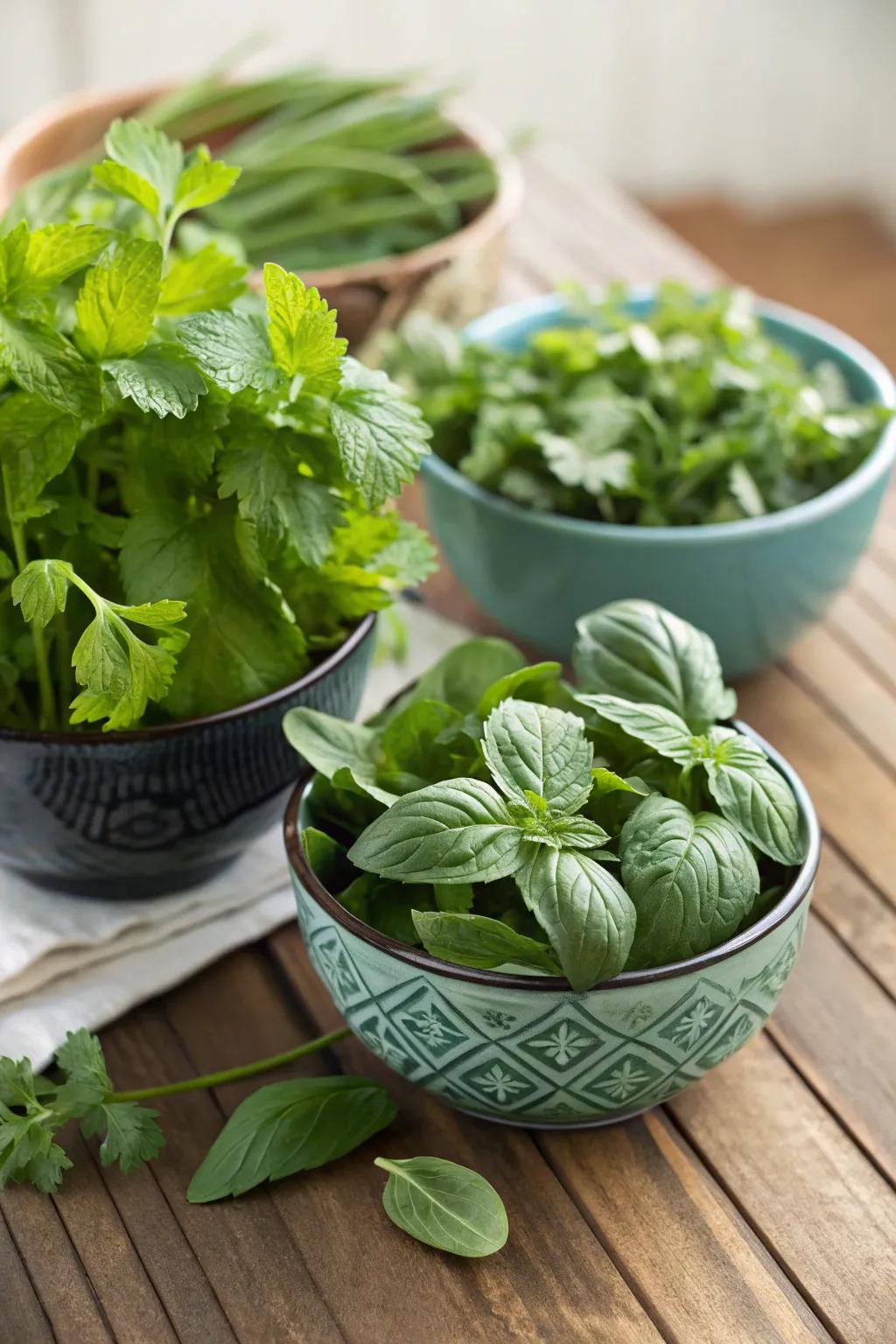 Fresh herbs to infuse your salad with pleasant aromas.