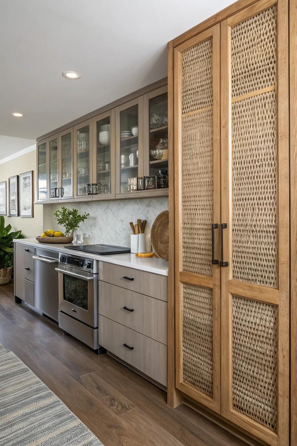 A culinary space enriched by the textural qualities of woven facade designs.