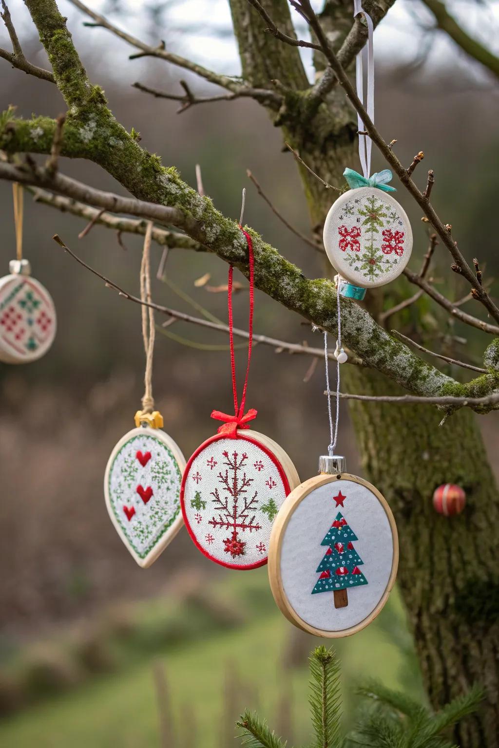 Cross stitch ornaments contribute allure to any festive event
