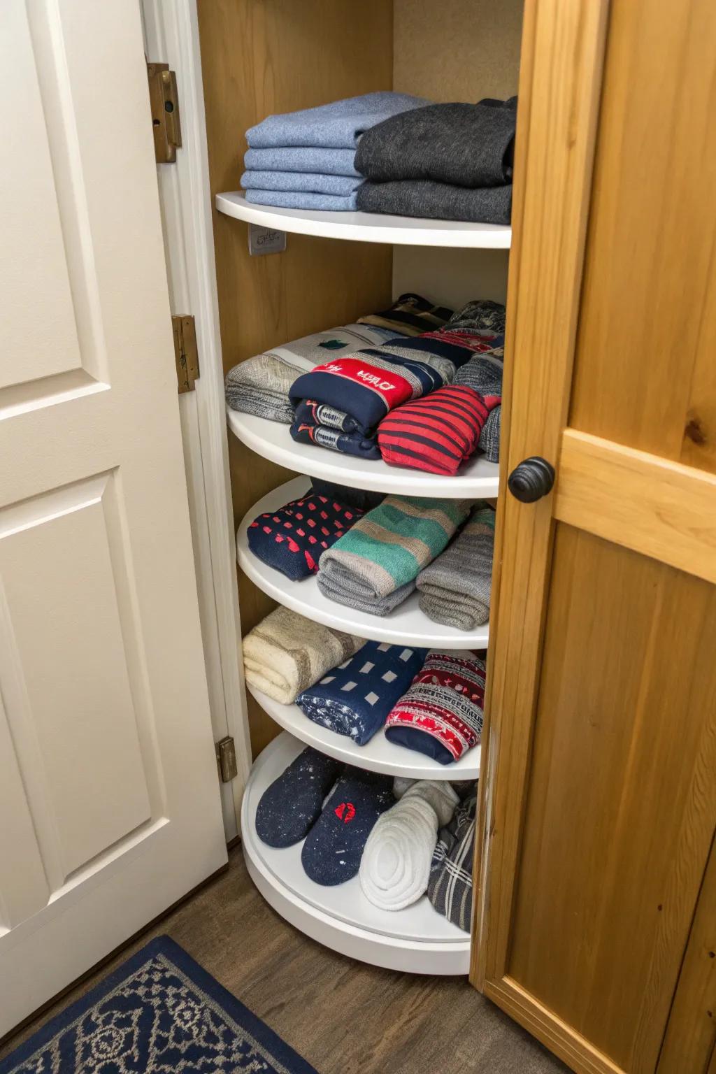 A Swivel Tray keeps your favorite socks organized and accessible.
