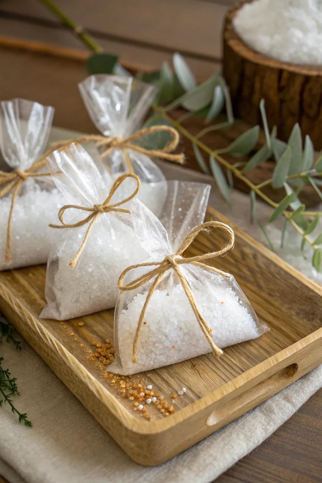 Eco-friendly and trendy Revitalizing salt storage in cellophane pouches