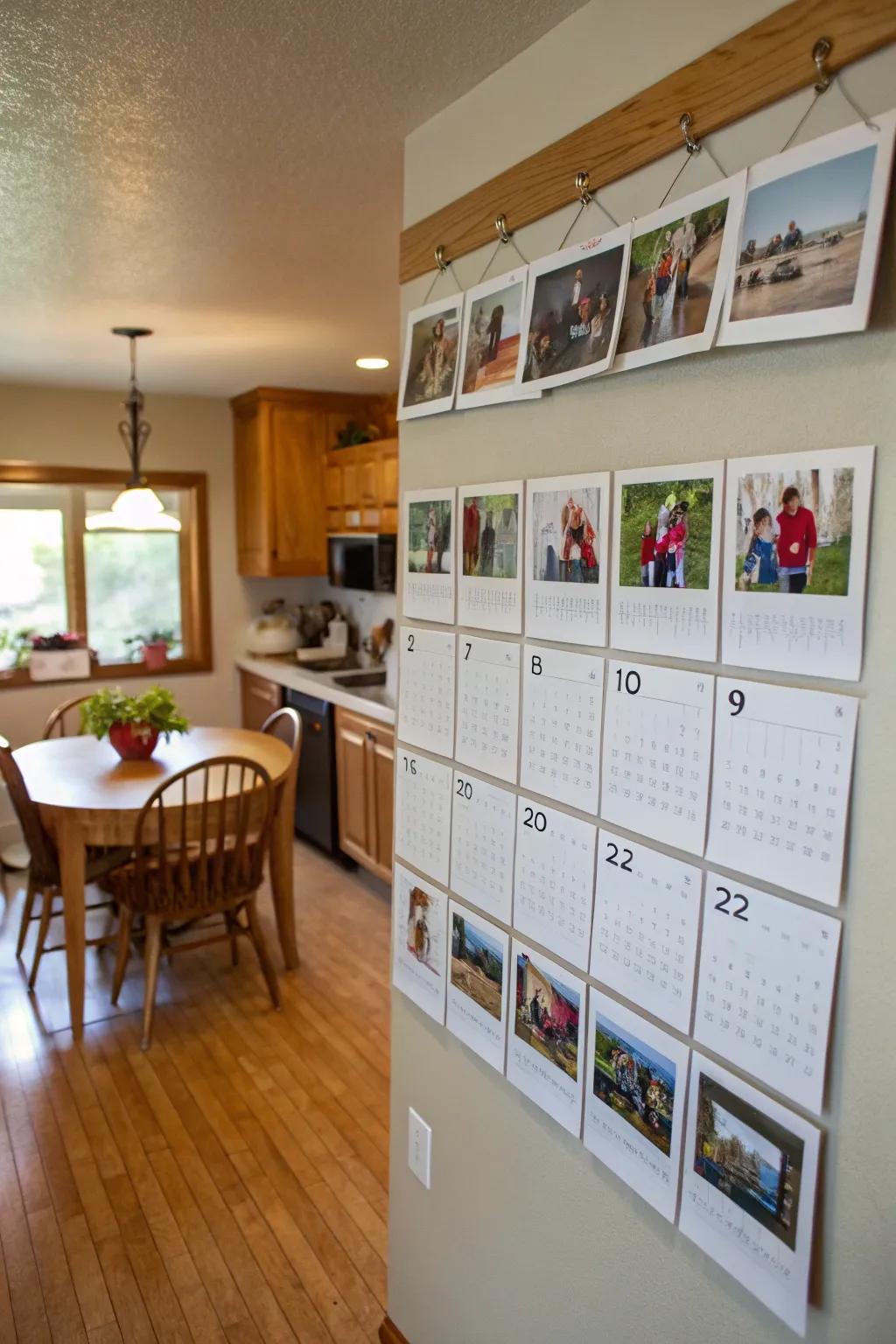 A photo wall calendar keeps memories alive throughout the year.