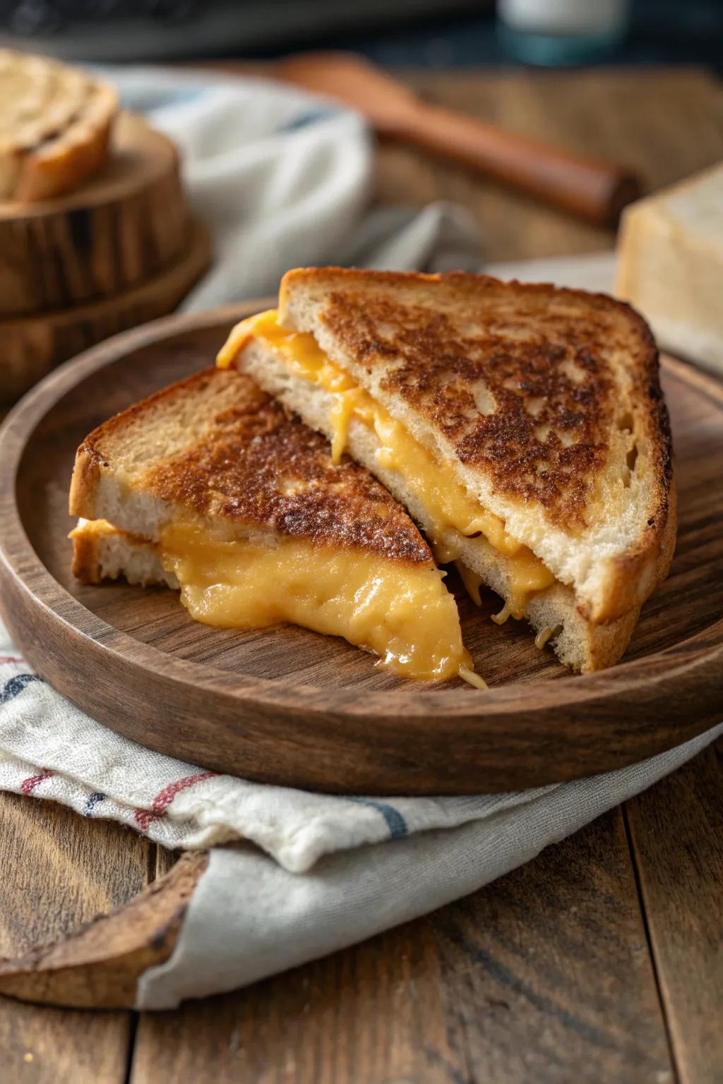Smoky grilled cheese sandwiches are a comforting indoor BBQ treat.