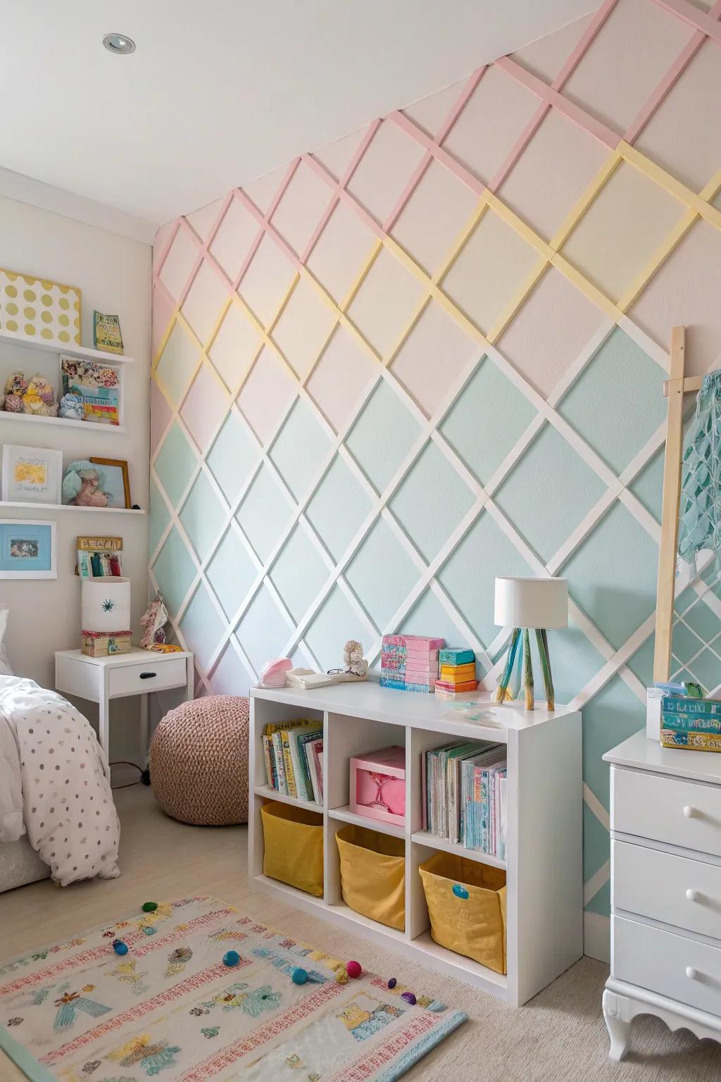 Pastel lattice feature crafting a lively and inviting environment.